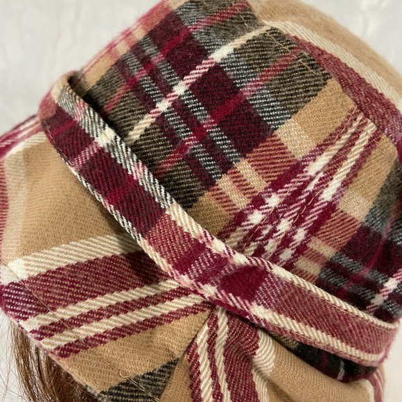 D&Y plaid bucket hat adjustable band bling ring warm winter hat - Picture 4 of 9